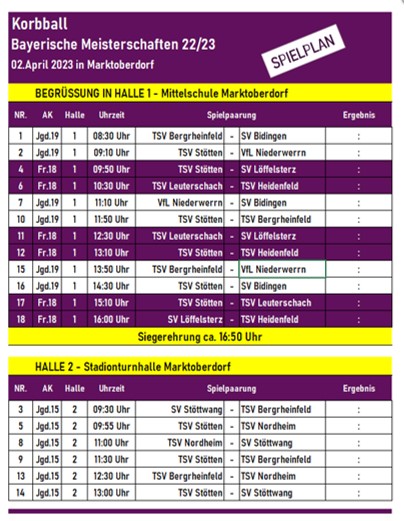 2023 04 Bayerische Meisterschaften Spielplan